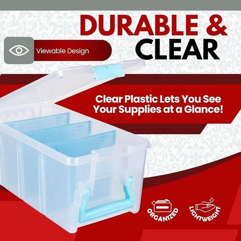 ArtBin Semi Satchel Portable Craft Organizer with 3 Dividers - Clear Plastic Storage Case for Art & Craft Supplies in Kuwait