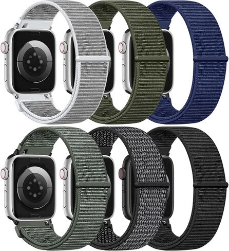 JKD 6 Pack Nylon Sport Loop Bands Compatible with Apple Watch Band 38mm 40mm 41mm 42mm 44mm 45mm 46mm 49mm Women Men, Soft Stretchy Braided Woven Strap for iWatch Series 10 9 8 7 6 5 4 3 2 1 SE Ultra in Saudi Arabia