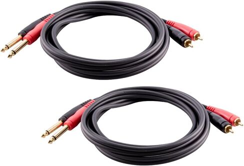 Seismic Audio 6 Foot 1/4 Inch TS Dual RCA Male Audio Cable-6' Interface Cord (SA-LRQRCA6) in Saudi Arabia