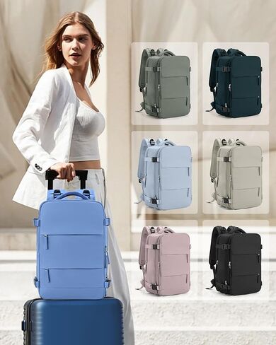 coowoz Large Travel Backpack For Women Men,Carry On Rucksack Flight Approved,Hiking Backpack Waterproof Outdoor Sports Casual Daypack Fit 15.6 Inch Laptop Compartment (Blue) in Saudi Arabia
