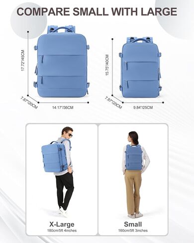 coowoz Large Travel Backpack For Women Men,Carry On Rucksack Flight Approved,Hiking Backpack Waterproof Outdoor Sports Casual Daypack Fit 15.6 Inch Laptop Compartment (Blue) in Saudi Arabia