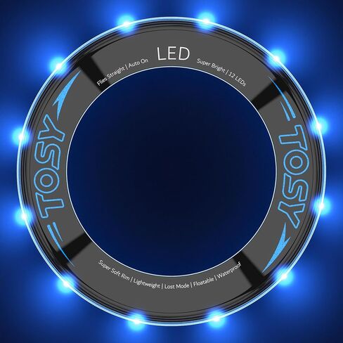 TOSY Flying Ring - 12 LEDs, Super Bright, Soft, Auto Light Up, Safe, Waterproof, Lightweight Frisbee, Cool Birthday, Camping, Easter Basket Stuffers & Outdoor/Indoor Gift Toy for Boys/Girls/Kids in Saudi Arabia