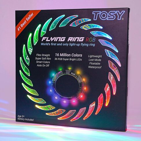 TOSY Flying Ring - 12 LEDs, Super Bright, Soft, Auto Light Up, Safe, Waterproof, Lightweight Frisbee, Cool Birthday, Camping, Easter Basket Stuffers & Outdoor/Indoor Gift Toy for Boys/Girls/Kids in Saudi Arabia