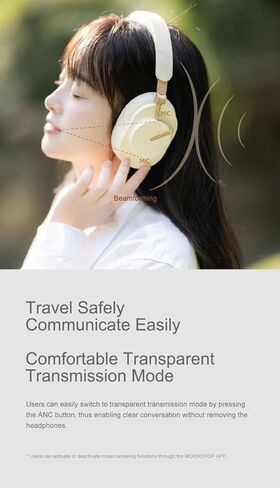 Moondrop Edge Full-Scene Immersive Series Hi-Fi Portable Wireless ANC Headphone Foldable Lightweight Headphone (Creamy White) in Kuwait