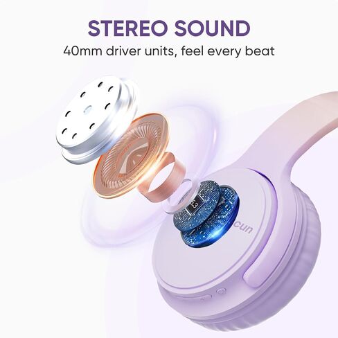 سماعات الرأس اللاسلكية ، Bluetooth على سماعات الأذن مع الميكروفون ، صوت Hi-Fi ، وقت اللعب 60H ، التحكم في اللمس ، سماعات قابلة للطي ، وسماعات الرأس على الأذن للبنات ، والسفر ، والعمل ، in Kuwait