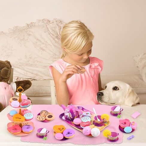 Auney Tea Set Toys for Girls 36pcs, Tin Unicorn Tea Party Set Toy Pretend Play Gifts for Little Girls Age 3-6, Kids Girls Toys Gifts for Tea Party Time Including Tea Set Carrying Case (Unicorn Toy) in Saudi Arabia