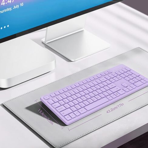 LeadsaiL Purple Wireless Keyboard, 2.4GHz Full-Sized Ergonomic Computer Keyboard, Cordless Noiseless Keyboard,12 FN Shortcuts for Windows MacOS Laptop Computer in Saudi Arabia