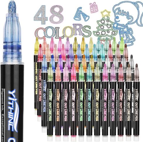 Outline Shimmer Markers, 12 Glitter Metallic Coloring Doodle Gel Pens, Tween Teen Girl Easter Basket Stuffers Gifts Trendy Stuff, Cute School Art Craft Classroom Supplies Set for Kids Ages 4-16 in Saudi Arabia