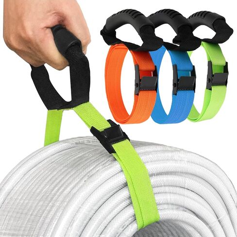 Heavy Duty Storage Straps with Handle and Easy Adjustable Steel Black Lock Slider Buckles,Extension Cord Strap for Cords Pool Hoses Ropes and Garden Hose (2 Pack) in Kuwait