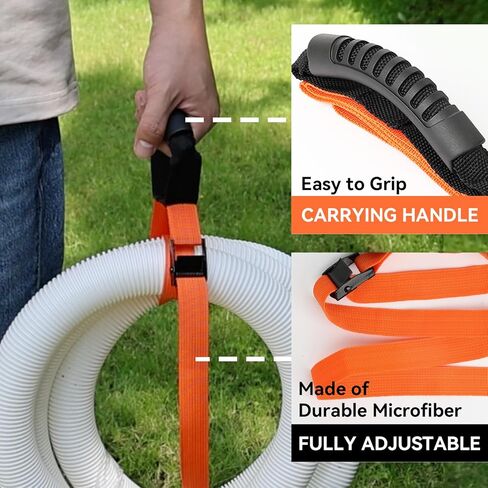 Heavy Duty Storage Straps with Handle and Easy Adjustable Steel Black Lock Slider Buckles,Extension Cord Strap for Cords Pool Hoses Ropes and Garden Hose (2 Pack) in Kuwait