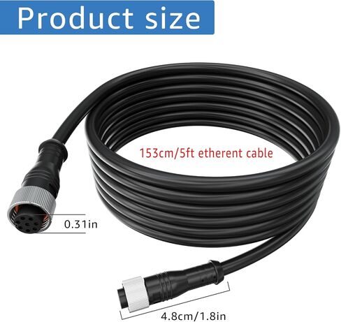Replacement for 720073-5 AS EC 5E Ethernet Cable Extension. Compatible with Humminbird of Helix 7, Helix 8, Helix 9, Helix 10, Helix 12, Helix 15, Apex, Onix Models. (Black 5 Feet) in Saudi Arabia