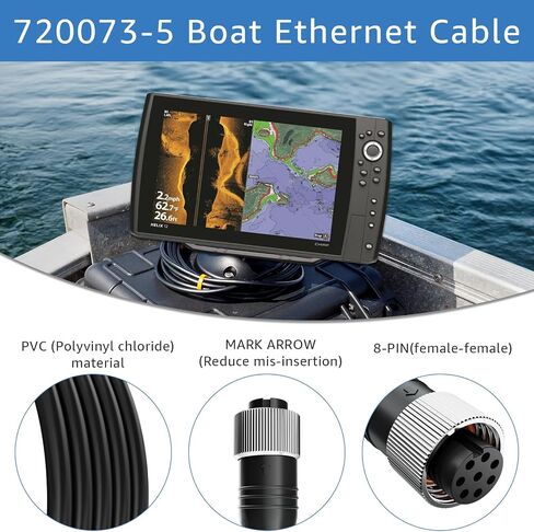 Replacement for 720073-5 AS EC 5E Ethernet Cable Extension. Compatible with Humminbird of Helix 7, Helix 8, Helix 9, Helix 10, Helix 12, Helix 15, Apex, Onix Models. (Black 5 Feet) in Saudi Arabia