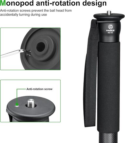 FANAUE MD-01 Camera Monopod with 1/4"-20 and 3/8"-16 Threads, Carbon Fiber Monopod for Canon Nikon Sony and DSLR Cameras, Lightweight Travel Monopod Load 10kg/22lbs, Great for Outdoor Photography in Saudi Arabia