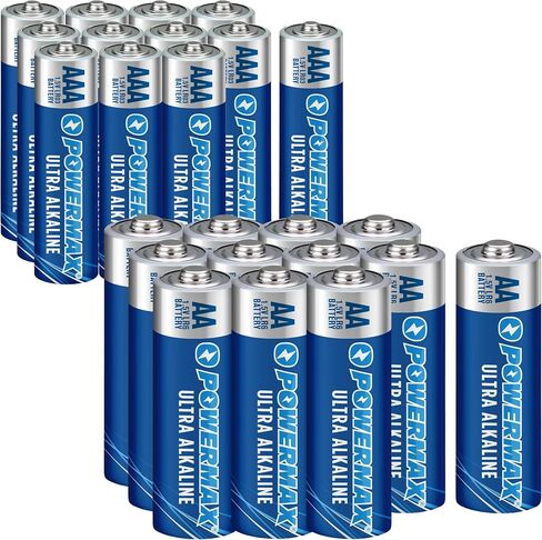 Powermax Alkaline Batteries 24-Count Combo Pack, (12 Double AA, 12 Triple AAA), Ultra Long Lasting Battery, 10-Year Shelf Life, Reclosable Packaging in Saudi Arabia