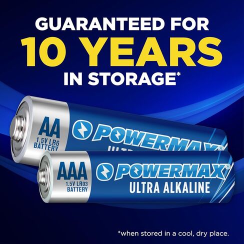 Powermax Alkaline Batteries 24-Count Combo Pack, (12 Double AA, 12 Triple AAA), Ultra Long Lasting Battery, 10-Year Shelf Life, Reclosable Packaging in Saudi Arabia
