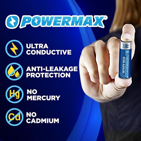 Powermax Alkaline Batteries 24-Count Combo Pack, (12 Double AA, 12 Triple AAA), Ultra Long Lasting Battery, 10-Year Shelf Life, Reclosable Packaging in Saudi Arabia