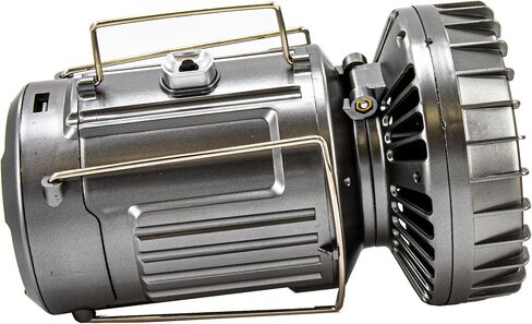 Large Solar Lantern Powered LED Light & Fan - 6 in 1 Portable Collapsible Rechargeable Camping Lamp W/ Fan, Charging Station & Battery Backup Indoor Outdoor - Large Size, Silver in Saudi Arabia