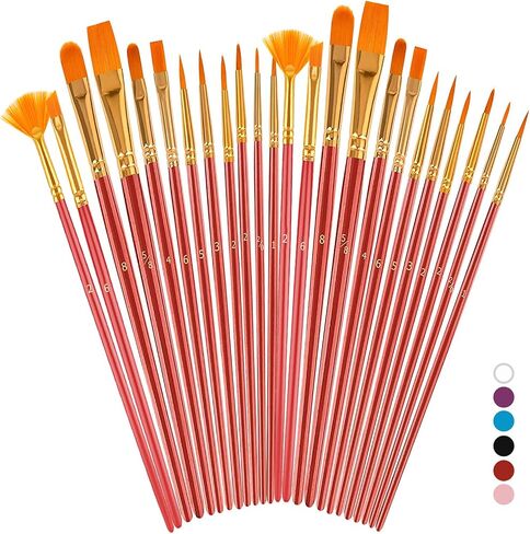 Soucolor Acrylic Paint Brushes Set, 20 Pcs Pointed Tip Artist Paintbrushes in Kuwait