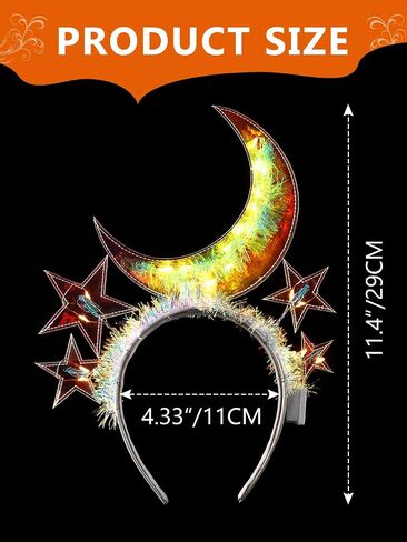 GENBREE Light Up Headbands Glowing Stars Moon Hair Band Luminous Headband Nightclub Rave Party Hair Accessories Women in Saudi Arabia