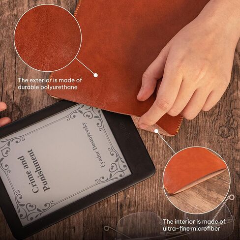 Kindle Leather Case Lightweight Ultra-Thin Protective Kindle Paperwhite Sleeve Kindle Oasis Premium PU Leather Cover 6th to 12th Generation Kobo Cover (11th~12th Generation, Brown) in Saudi Arabia