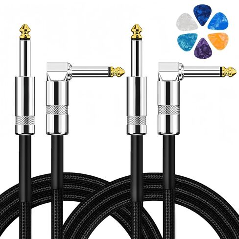 Guitar Cable, Guitar Cord 10ft, Guitar AMP Cord for Bass Guitar & Electric Guitar/Keyboard/Mandolin, Pro Audio Instrument Cable (Right Angle to Straight, Black) in Kuwait