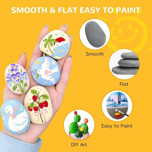 Simetufy 30 Rocks للطلاء ، 1.2-3.5 بوصة صخور الصخور ، صخور نهر ناعمة للطلاء ، الصخور الحرفية للطلاء ، صخور اللطف ، فن صخرة الحديقة في الهواء الطلق ، الأطفال الحرف الصخرية in Kuwait