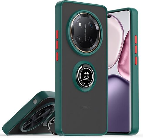 قضية Quietip متوافقة مع Honor Magic 7 Lite & Honor X9C ، TPU + Hard PC Srockproof Ring Ring Care Cover ، Black in Kuwait