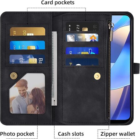 Asuwish Phone Case for Samsung Galaxy A16 5G/4G Wallet Cover with Tempered Glass Screen Protector and Crossbody Wrist Strap Leather Flip Pattern Zipper Credit Card Holder Stand Cell A 16 G5 16A Black in Saudi Arabia