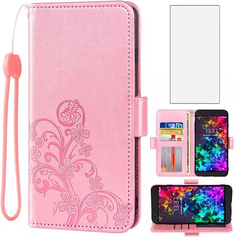 Asuwish Compatible with Razer Phone 2 Wallet Case and Tempered Glass Screen Protector Flip Purse Accessories Wrist Strap Credit Card Holder Stand Cell Phone Cover for RazerPhone2 Women Men Rose Gold in Saudi Arabia