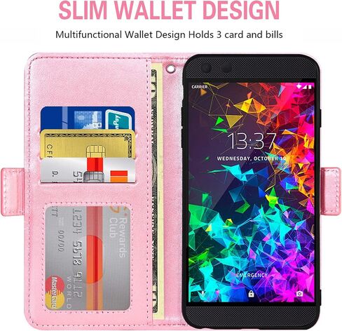 Asuwish Compatible with Razer Phone 2 Wallet Case and Tempered Glass Screen Protector Flip Purse Accessories Wrist Strap Credit Card Holder Stand Cell Phone Cover for RazerPhone2 Women Men Rose Gold in Saudi Arabia