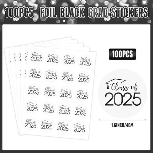 100 PCS Graduation Stickers,Class of 2025 Transparent Gold Foil Self Adhesive Sticker for Envelope Seals,Grad Invitations,2025 College High School Senior Graduate Party Favors(Gold) in Kuwait