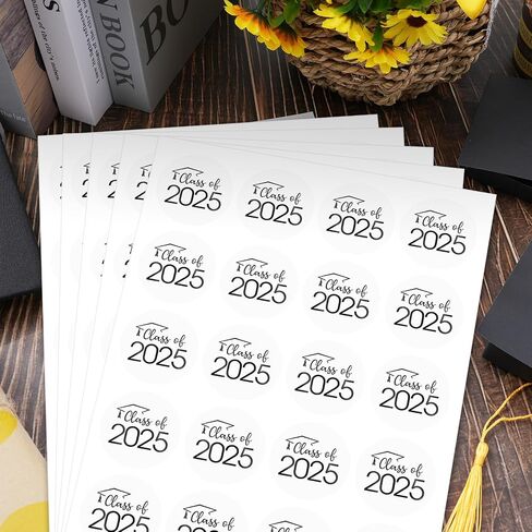 100 PCS Graduation Stickers,Class of 2025 Transparent Gold Foil Self Adhesive Sticker for Envelope Seals,Grad Invitations,2025 College High School Senior Graduate Party Favors(Gold) in Kuwait