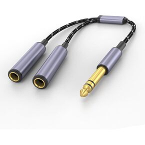 1/4" Splitter Cable, TRS to Dual 1/4" TRS Stereo Y Adapter, High-Fidelity Sound, Durable Aluminum Alloy Shell for Studio, DJ, Headphones, Live Sound Systems-12inch