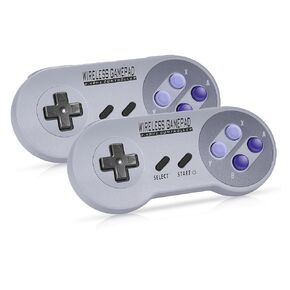 Asopiram Wireless Controller for SNES Classic & NS, Retro 2.4GHz Wireless Gamapad Joystick for Switch & Windows PC Emulator, Rechargeable Controller with USB Receiver, 2 Pack