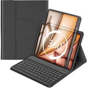 Keyboard Case for iPad Air 13 inch M3 2025/M2 2024,iPad Pro 12.9 inch 6th/5th/4th/3rd Gen,360 Rotating Case and Magnetic Detachable Keyboard with Pencil Holder,Portrait/Landscape Modes-Purple