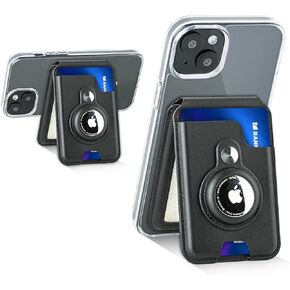 isee Magnetic Card Wallet Holder with MagSafe, Adjustable Stand, AirTag Compatible for iPhone 16/15/14/13/12 Series Holds 5 Cards (Black)