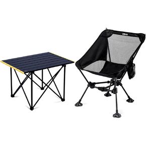 iClimb 1 Folding Table and 1 Anti-Sinking Chair Bundle, Ultralight Compact for Adults Outdoor Camping Backpacking Hiking Beach Concert Travelling