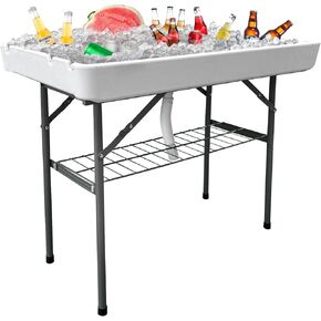 Folding Ice Table with Drain 4ft,Foldable Outdoor Cooler Table,Foldable Patio Cooler Table for Party,Picnic,Wedding,Camping,BBQ.