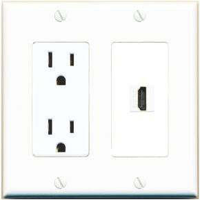 RiteAV Custom HDMI Wall Plate 1 Port - Outlet [White/White]