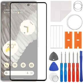 Front Screen Glass Outer Panel Lens Replacement +OCA Compatible with Google Pixel 7 pro 6.7inch(No LCD Screen and Touch Digitizer) with Repair Tools