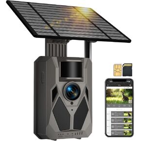 4G LTE Cellular Trail Camera, 2.5K Game Camera Built-in SIM Card with Motion Activated 0.2s Trigger Time, Solar Trail Cam for Hunting, Night Vision, 32GB SD Card Included, IP65 Waterproof