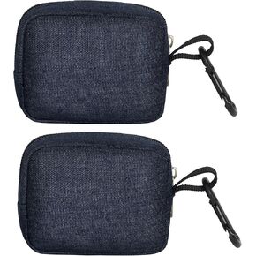 2 Pieces Mini Pouch with Carabiner,Small Pouches for Organization,Small Makeup Bag for Purse,Zipper Coin Pouch,Card Holder Wallet,Travel Storage Carrying Tech Bag for Small Electronic Accessories Blue