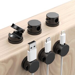 Baskiss 12 Pack Magnetic Cable Clips, Cord Organizer, Easy Secure Adhesive Cable Management, Under Desk Hider for Nightstand Desktop Wall Phone Charging USB Car Workspace Office
