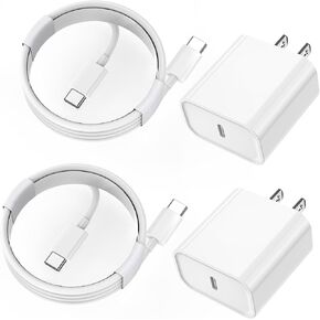iPhone 16/15 Pro Charger Fast Charging,2Pack 20W USB C Fast Charger Block iPhone 15 Charge Cord 6FT Long USB C to C Charging Cable for iPhone 16/15/15 Pro/15 Pro Max/15 Plus,iPad 12.9/11/10.9/Air 5/4