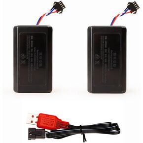 7.4V Lipo Battery 500mAh for Electric Water Gun 2 Pack with USB Charger Cable