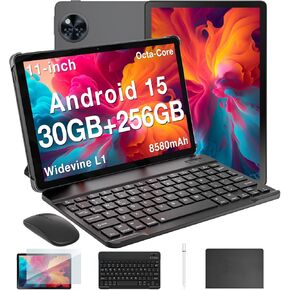 DOOGEE U11 Pro Android 15 Tablet, 11 inch Tablet, 30GB+256GB/2TB TF,8580mAh,Octa-Core,90Hz Display, Netflix 1080P,5G WiFi,Widevine L1,BT5.0,13MP+5MP, Face ID/OTG with Pen, Keyboard, Mouse&Case
