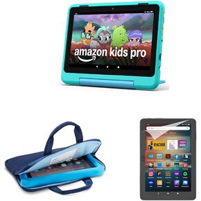 Amazon Fire 8 HD Kids Pro (32GB, Hello Teel) Bundle with Sleeve and Screen Protector