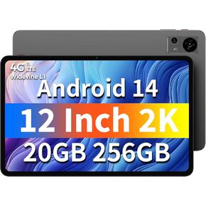 TECLAST Tablet 12 inch Android 14 Tablets, T60 with 256GB Storage(Expand to 1TB), Unisoc T616 CPU, 8000mAh +18W PD Fast Charger, 4 Speakers, 5G WiFi+4G LTE, Dual 13MP Camera,GPS
