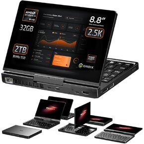Pocket 4: Mini Laptop with AMD Ryzen AI 9 HX 370 CPU, Radeon 890M GPU, 32GB LPDDR5X RAM, 2TB PCIe Gen4 SSD, 8.8 Inch 2.5K 144Hz Display, Wi-Fi 6E, Bluetooth 5.3, Modular AI Handheld PC