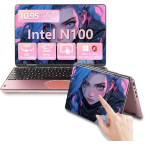 11-inch Touchscreen 2-in-1 Convertible Laptop,Celeron N100 (Up to 3.4GHz),Win 11,16GB DDR4,1920 * 1200 IPS,Backlit Keyboard,Side Button Power on,Oval Touchpad(Gray, 16GB+256GB SSD).